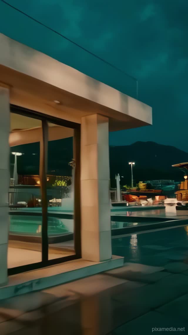 Rain Veil on Concrete Villa - Real Estate AI stock